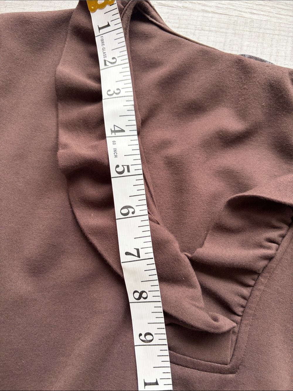 J. McLaughlin Chocolate Brown Ruffle V-Neck 3/4 Sleeve Top, Size M. - Picture 11 of 11